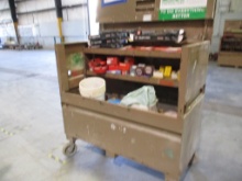 Lot Of Rolling Jobsite Tool Box W/Contents,