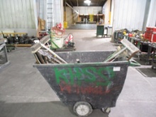 Rolling Trash Bin W/Shovels, Brooms, Scrapers, Etc
