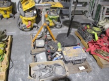 Lot Of (2) Roller Stands, Work Lights, Fan,