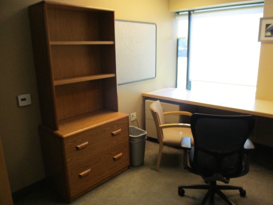 Lot Of Office Chairs & Oak Hutch,