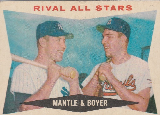 1960 TOPPS CARD #160 MICKEY MANTLE / KEN BOYER