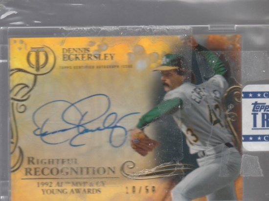 DENNIS ECKERSLEY 2015 TOPPS TRIBUTE UNCIRCULATED ENCASED AUTOGRAPH CARD