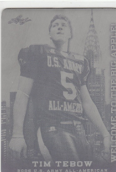 TIM TEBOW LEAF U S ARMY WELCOME TO THE BIG APPLE PRINTING PLATE