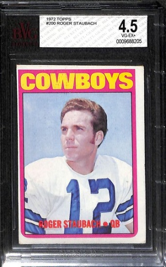 ROGER STAUBACH 1972 TOPPS ROOKIE CARD #200 / GRADED