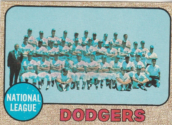 LOS ANGELES DODGERS 1968 TOPPS TEAM CARD #168