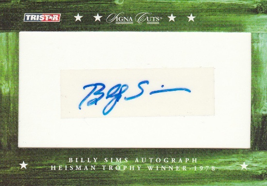 BILLY SIMS 2007 TRISTAR SIGNA CUTS AUTOGRAPH CARD