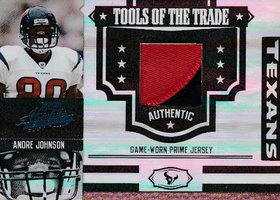 ANDRE JOHNSON 2007 ABSOLUTE TOOLS OF THE TRADE PRIME 2 COLOR JERSEY CARD