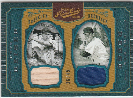 PEE WEE REESE / PETE REISER 2016 PRIME CUTS DUAL GAME USED MATERIAL CARD