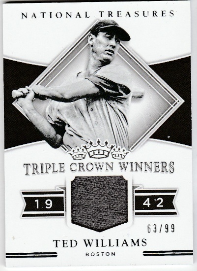 TED WILLIAMS 2017 NATIONAL TREASURES TRIPLE CROWN WINNERS JERSEY CARD