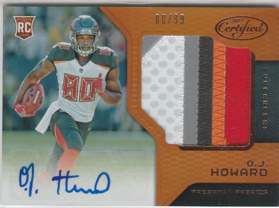 O J HOWARD 2017 PANINI CERTIFIED ROOKIE 5 COLOR JERSEY AUTOGRAPH CARD