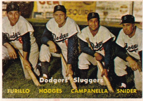 1957 TOPPS CARD #400 DODGERS SLUGGERS / CAMPANELLS-SNIDER