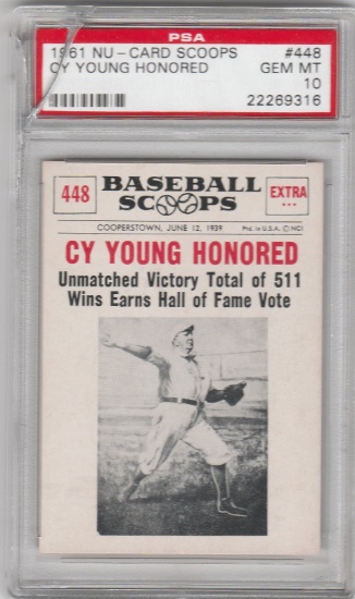 CY YOUNG 1961 NU-CARD SCOOPS CARD #448 / GRADED