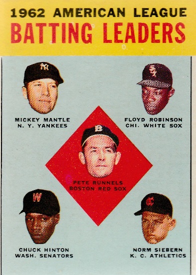 1963 TOPPS CARD #2 BATTING LEADERS / MANTLE