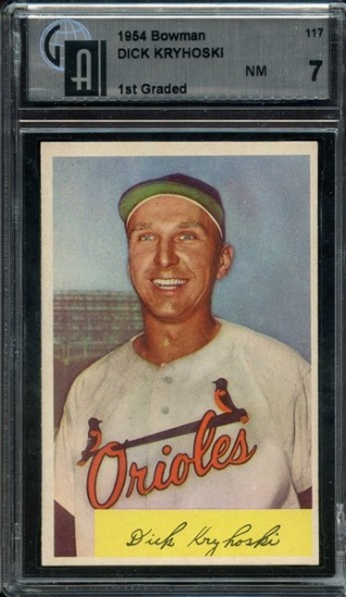 DICK KRYHOSKI 1954 BOWMAN CARD #117 / GRADED