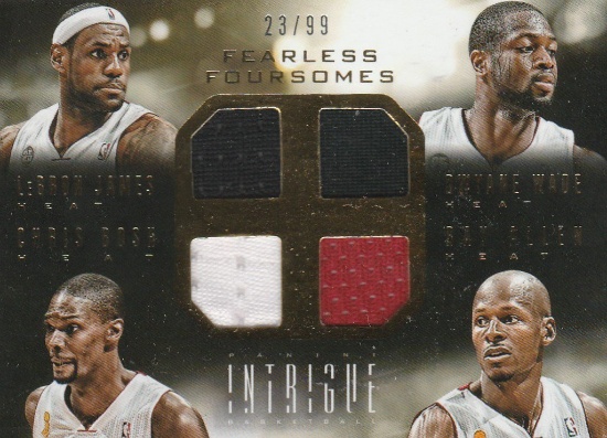 2013/14 PANINI INTRIGUE BASKETBALL FEARLESS FOURSOME QUAD JERSEY CARD / LEBRON JAMES