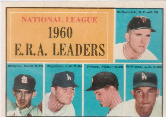 1961 TOPPS CARD #45 E.R.A. LEADERS / DRYSDALE