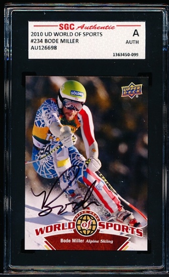 BODE MILLER 2010 UD WORLD OF SPORTS HAND SIGNED COLLECTOR CARD / SGC