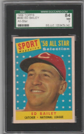 ED BAILEY 1958 TOPPS CARD #490 / GRADED