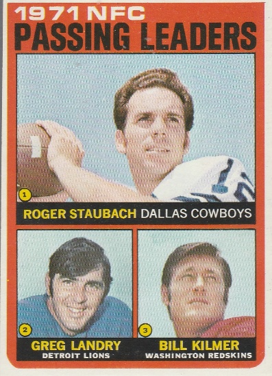 1972 TOPPS CARD #4 NFC PASSING LEADERS / STAUBACH