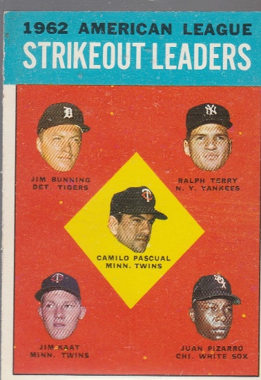 1963 TOPPS CARD #10 STRIKEOUT LEADERS