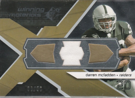 DARREN MCFADDEN 2008 SPX WINNING MATERIALS JERSEY CARD
