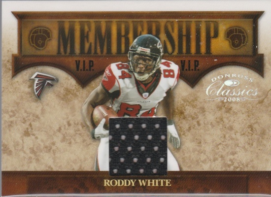 RODDY WHITE 2008 DONRUSS CLASSICS MEMBERSHIP JERSEY CARD