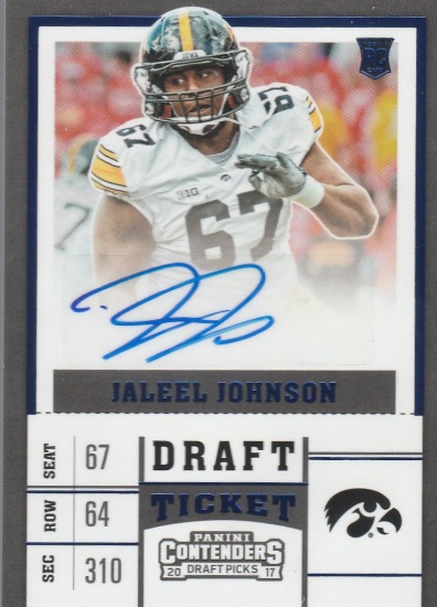 JALEEL JOHNSON 2017 CONTENDERS DRAFT AUTOGRAPH DRAFT TICKET CARD