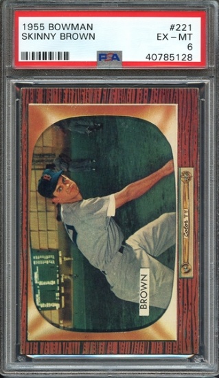 SKINNY BROWN 1955 BOWMAN CARD #221 / GRADED