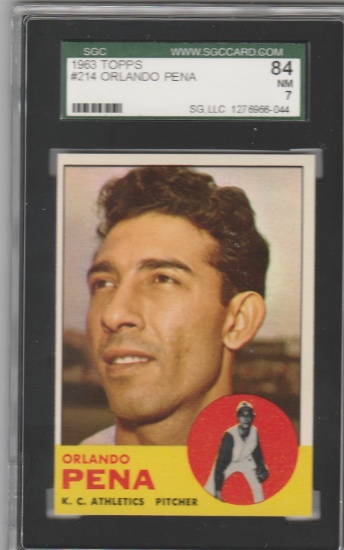 ORLANDO PENA 1963 TOPPS CARD #214 / GRADED
