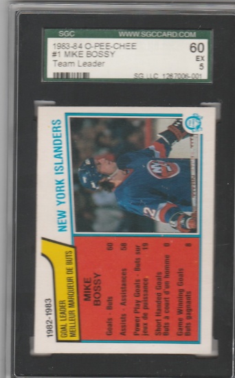 MIKE BOSSEY TEAM LEADER 1983-84 O-PEE-CHEE CARD #1 / GRADED