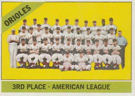 BALTIMORE ORIOLES 1966 TOPPS TEAM CARD #348