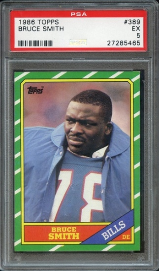 BRUCE SMITH 1986 TOPPS ROOKIE CARD #389 / GRADED