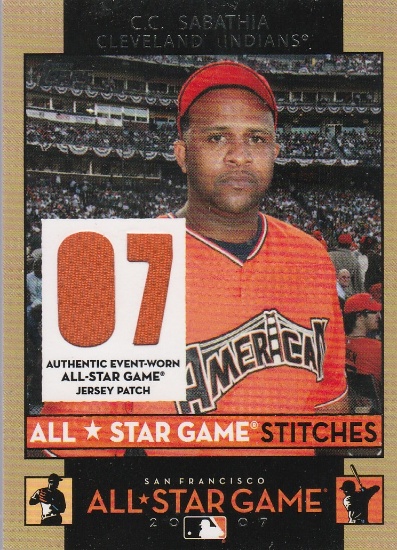 C C SABATHIA 2007 TOPPS ALL-STAR JERSEY CARD