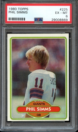 PHIL SIMMS 1980 TOPPS ROOKIE CARD #225 / GRADED