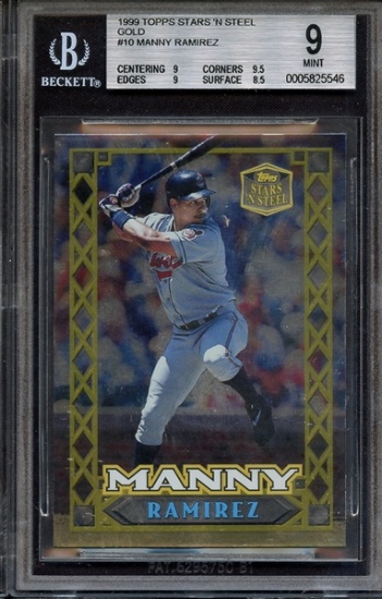 MANNY RAMIREZ 1999 TOPPS STARS AND STEEL GOLD CARD #10 / GRADED