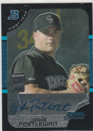 JAKE POSTLEWAIT 2005 BOWMAN CHROME AUTOGRAPH CARD