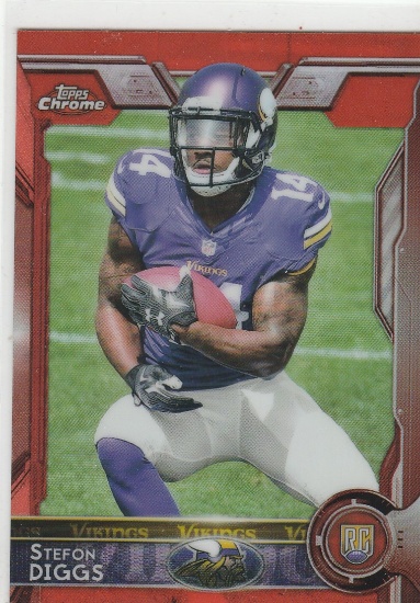STEFON DIGGS 2015 TOPPS CHROME ROOKIE ORANGE REFRACTOR PARALLEL CARD #148