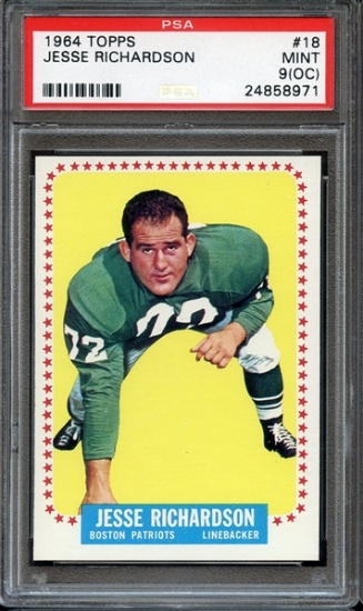 JESSE RICHARDSON 1964 TOPPS CARD #18 / GRADED