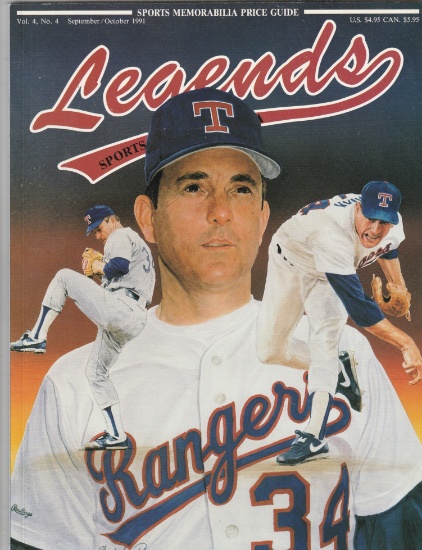1991 SEOT/OCT LEGENDS SPORTS MEMORABILIA MAGAZINE / NOLAN RYAN COVER PLUS CARDS