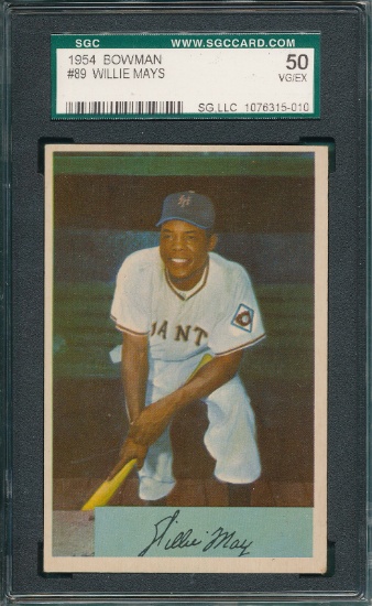 WILLIE MAYS 1954 BOWMAN CARD #89 / GRADED