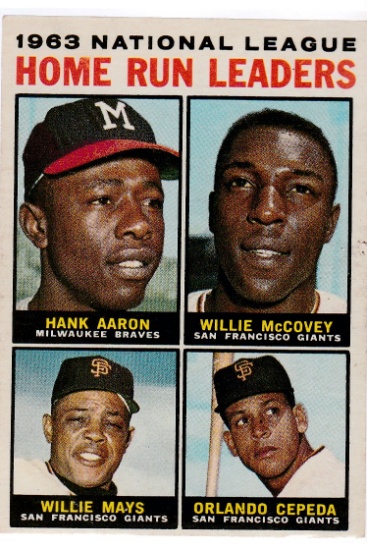 1964 TOPPS CARD #9 HOME RUN LEADERS / AARON-MAYS