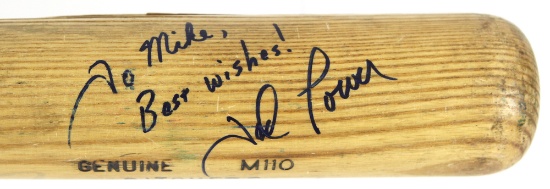 TED POWER AUTOGRAPHED GAME USED BAT CIRCA 1983-85 PERSONALIZED