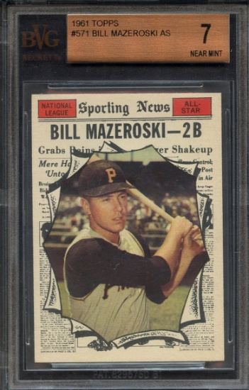 BILL MAZEROSKI 1961 TOPPS CARD #571 HIGH NUMBER / GRADED