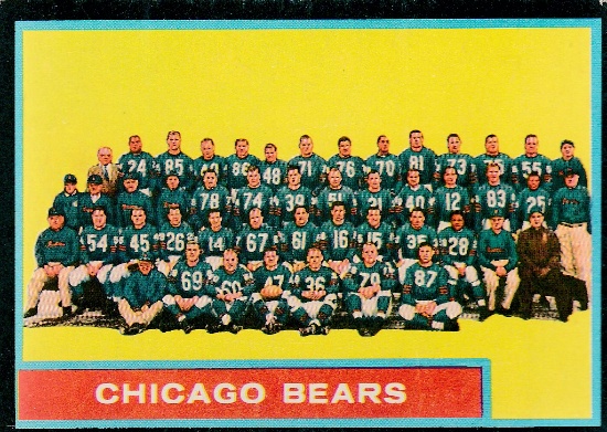 CHICAGO BEARS 1962 TOPPS TEAM CARD #25