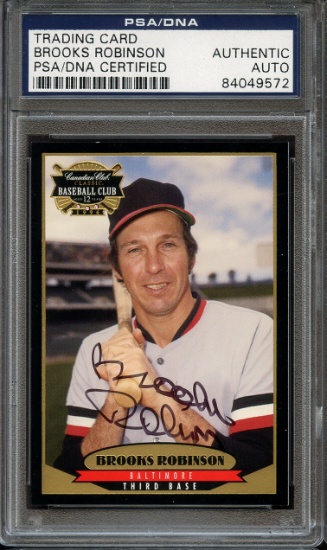 BROOKS ROBINSON CANADIAN CLUB AUTOGRAPH CARD / PSA