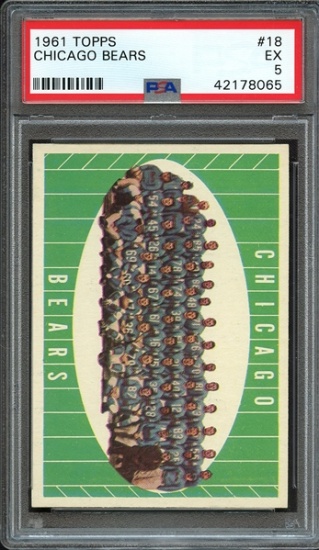 CHICAGO BEARS 1961 TOPPS TEAM CARD #18 / GRADED