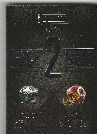 NELSON AGHOLOR / JAMISON CROWDER 2015 PANINI PLAYBOOK FACE 2 FACE DUAL JERSEY CARD