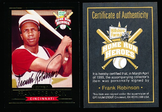 FRANK ROBINSON HILLSHIRE FARMS AUTOGRAPH CARD WITH COA