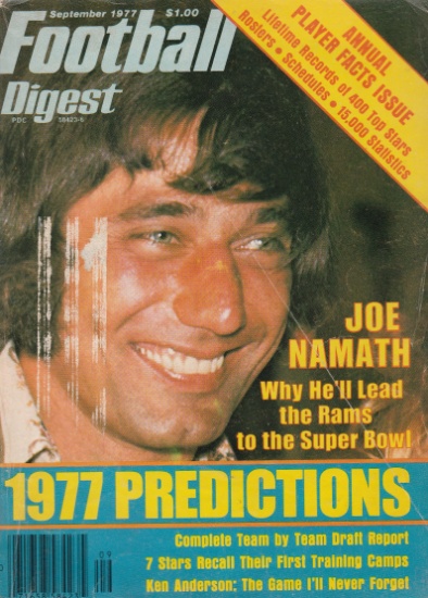 FOOTBALL DIGEST SEPT 1977 / JOE NAMATH