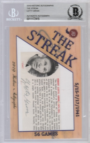 LEFTY GROVE 2018 HISTORICAL AUTOGRAPHS THE STREAK / BECKETT